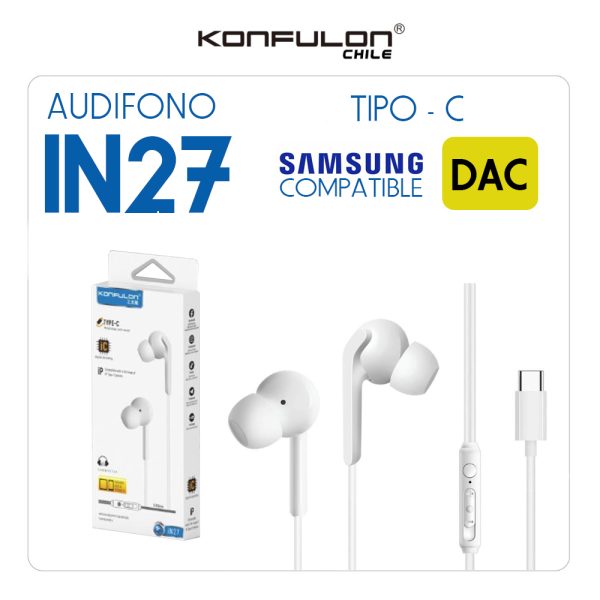 Audifono IN27 Tipo-C (Samsung Compatible)