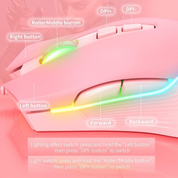 Mouse Onikuma CW905 Rosado Con Cable