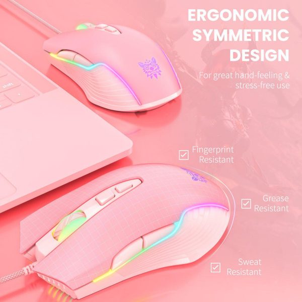 Mouse Onikuma CW905 Rosado Con Cable