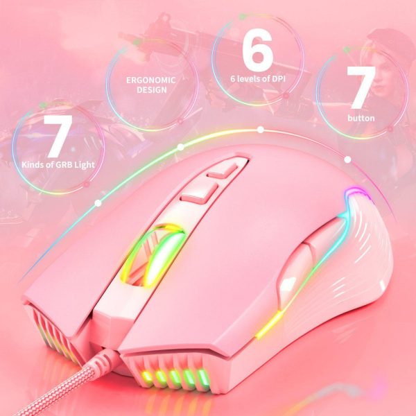 Mouse Onikuma CW905 Rosado Con Cable