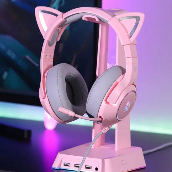 Soporte Audifonos Hub Audio Onikuma ST-2 Rosado