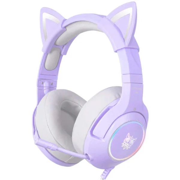 ONIKUMA K9 Morado RGB Auriculares Estéreo para Juegos con Cat Ears para PS4, Xbox, PC y Switch