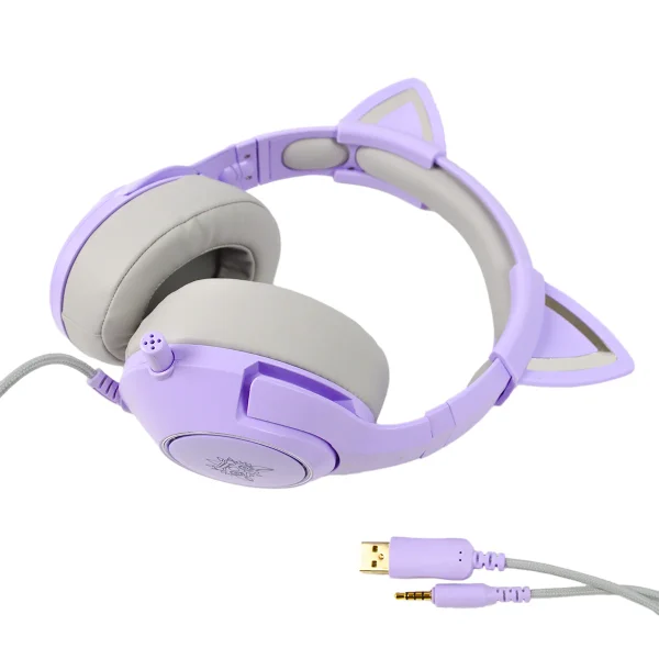 ONIKUMA K9 Morado RGB Auriculares Estéreo para Juegos con Cat Ears para PS4, Xbox, PC y Switch