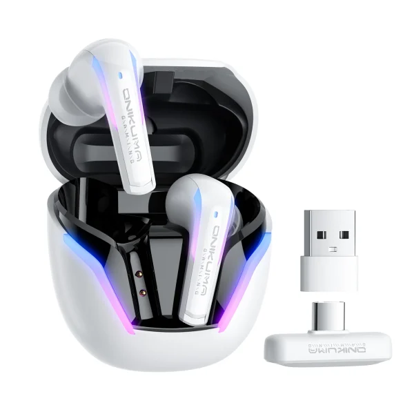 ONIKUMA T27 2.4G Auriculares de Juego Inalámbricos con ENC Mic Blanco