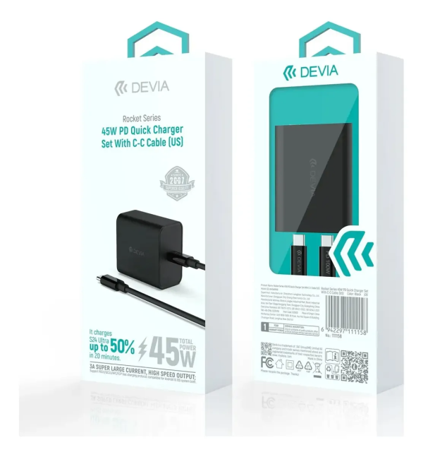 Kit Cargador Rapido 45w Tipo C Devia iPhone 17 Certificado