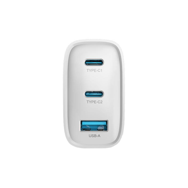 Kit Cargador Devia 65W GaN Carga Rápida 3 Puertos mas Cable C a C