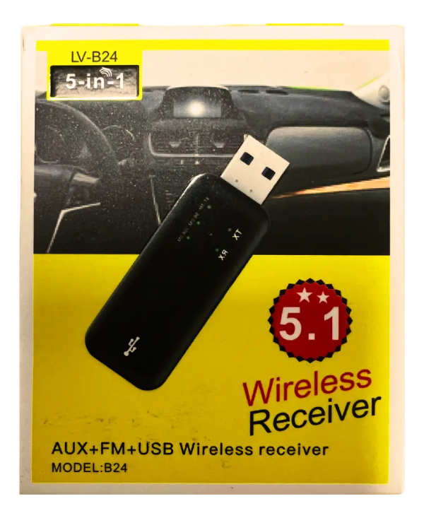 Adaptador Bluetooth Auto 5 en 1 Transmisor FM USB Manos Libres