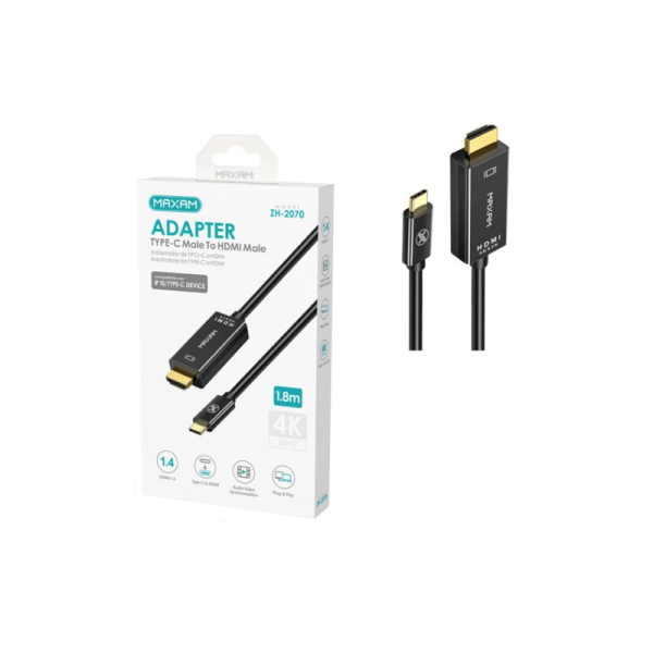 Adaptador USB Tipo C a HDMI 4K MAXAM ZH-2070 Cable Audio Video