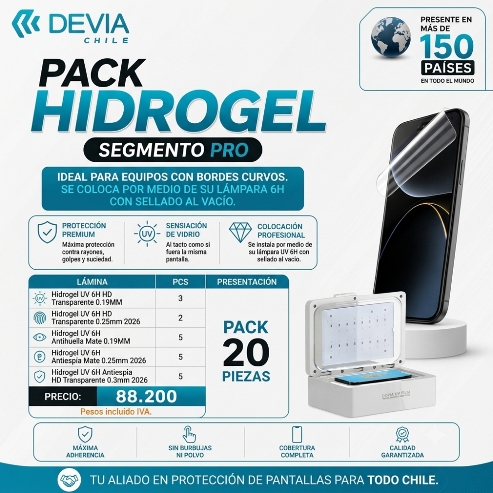PACK HIDROGEL DEVIA PRO - 20 PIEZAS