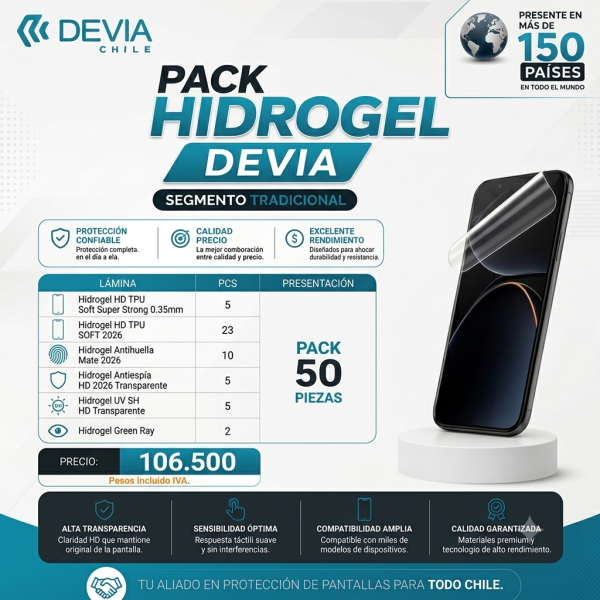 PACK HIDROGEL DEVIA TRADICIONAL - 50 PIEZAS