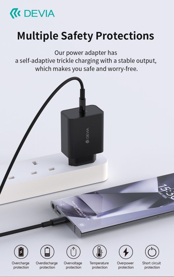 Devia Cargador 45W PD QC Con Cable Tipo C