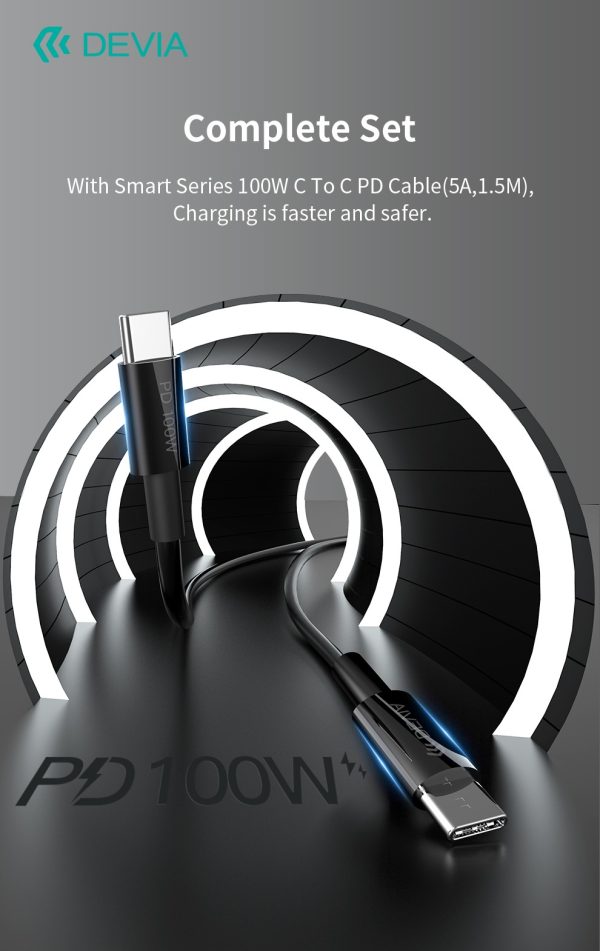 Devia Cargador 45W PD QC Con Cable Tipo C