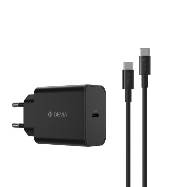 Devia Cargador 45W PD QC Con Cable Tipo C