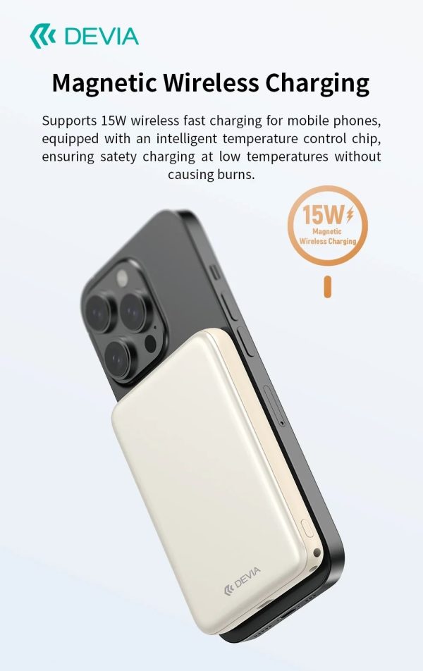Power Bank magnético DEVIA serie Ultra12 con cable integrado, PD 22,5 W (10 000 mAh) - Dorada