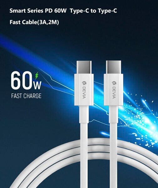 DEVIA Smart Series PD 60W Type-C to Type-C Fast Cable(3A,2M)