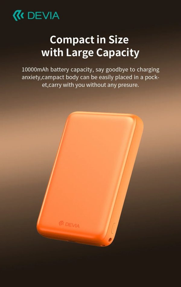 Power Bank DEVIA Serie Ultra12 PD 22,5 W magnética con cable integrado (10 000 mAh) - Naranja