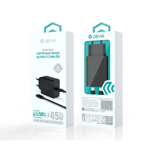 Devia Cargador 45W PD QC Con Cable Tipo C