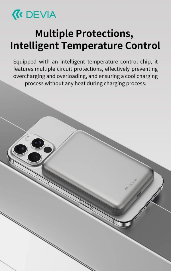 Power Bank magnético DEVIA serie Ultra12 con cable integrado, PD 22,5 W (10 000 mAh) - Dorada