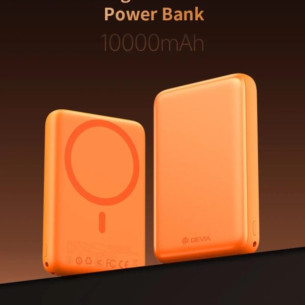 Power Bank DEVIA Serie Ultra12 PD 22,5 W magnética con cable integrado (10 000 mAh) - Naranja