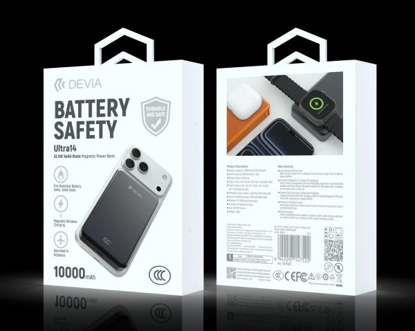 Power bank magnético de estado sólido DEVIA Ultra14 Series de 22,5 W (10 000 mAh) - Negro